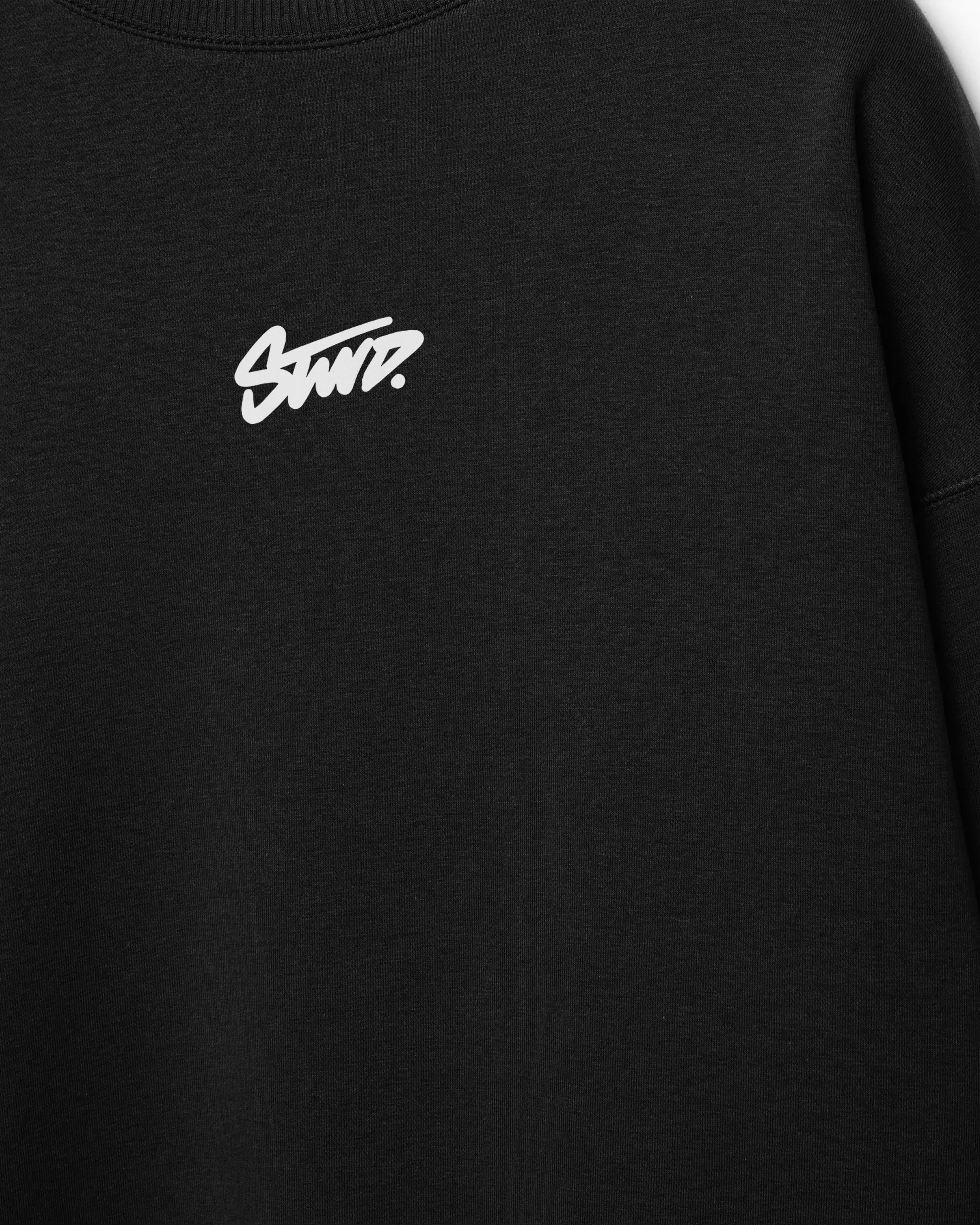 (STWD) OVERSIZE COTTON ROUND NECK (BLACK)
