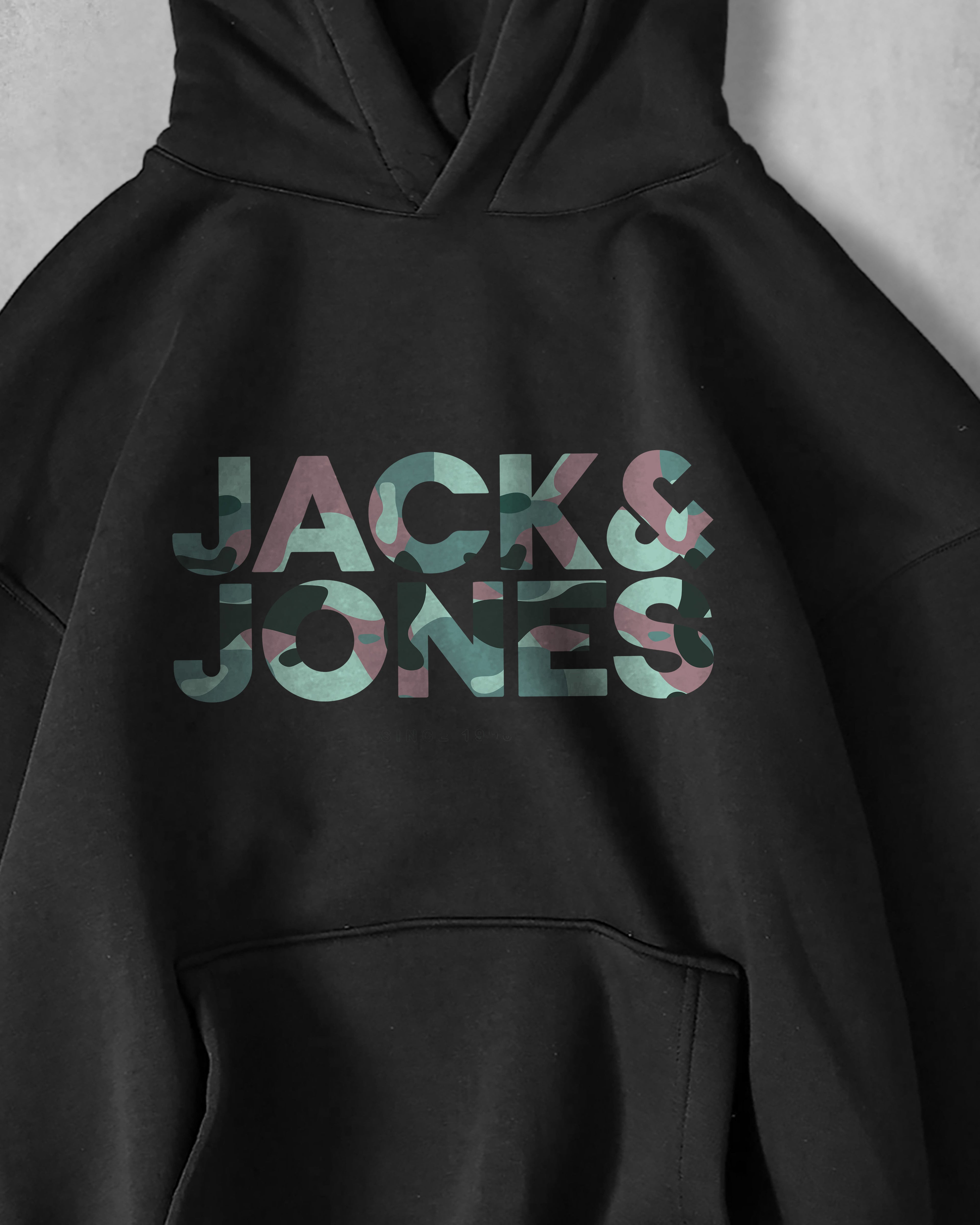 (JACK &JONES) OVERSIZE COTTON HOODIES (BLACK)