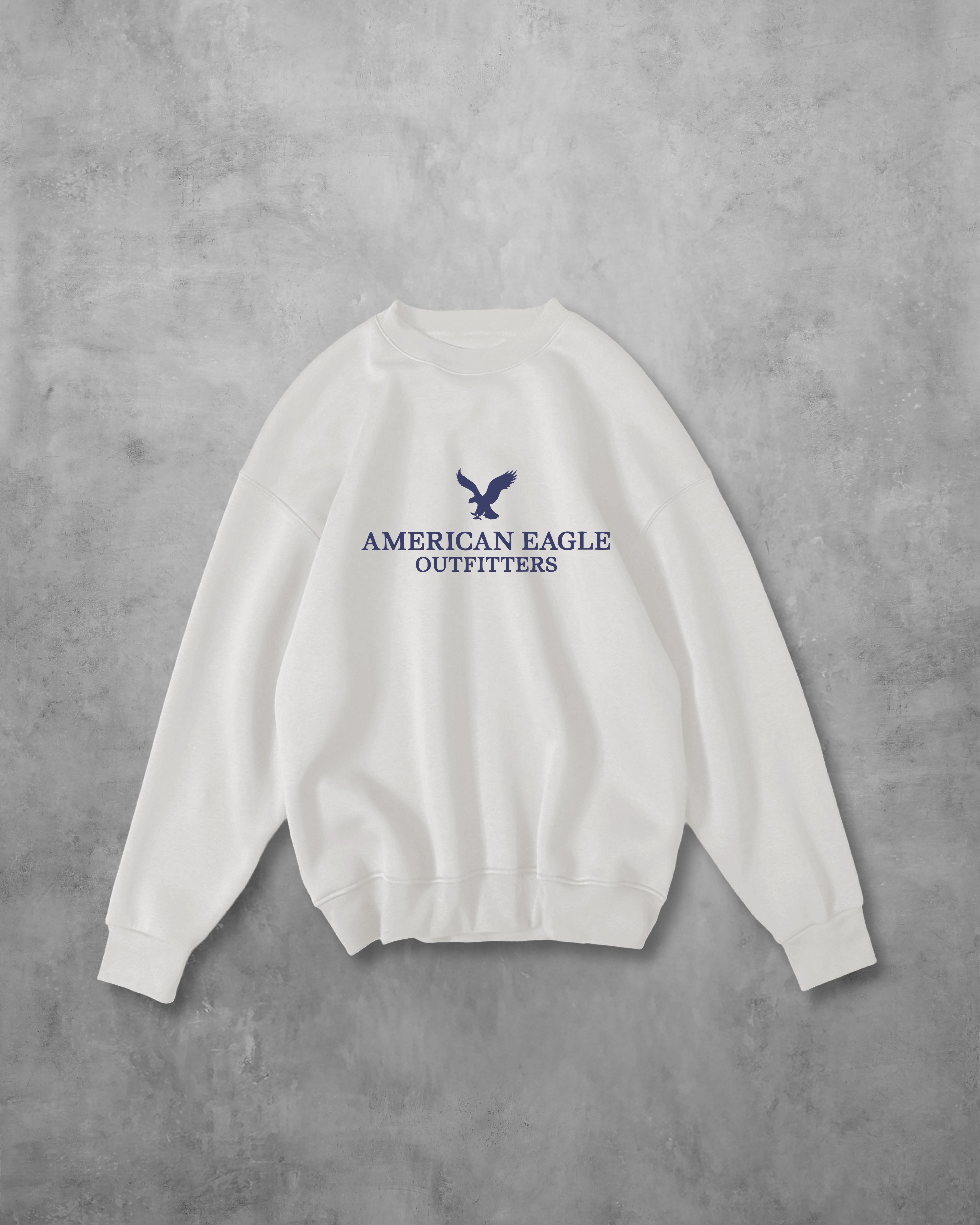 (AMERICAN EAGLE) OVERSIZE COTTON ROUND NECK (WHITE)