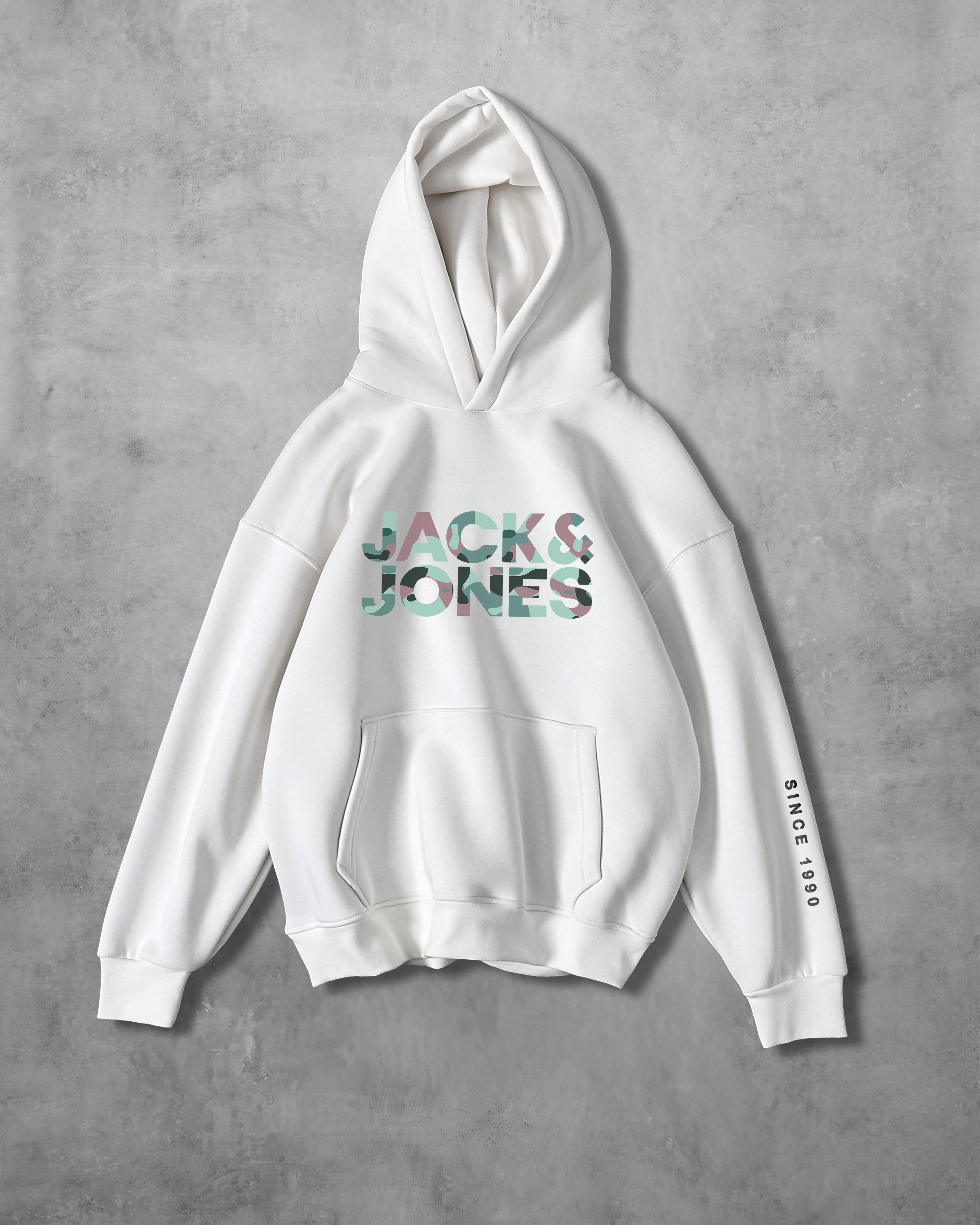 (JACK &JONES) OVERSIZE COTTON HOODIES (WHITE)