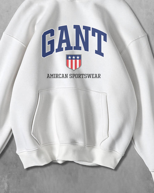 (GANT) OVERSIZE COTTON HOODIES (WHITE)