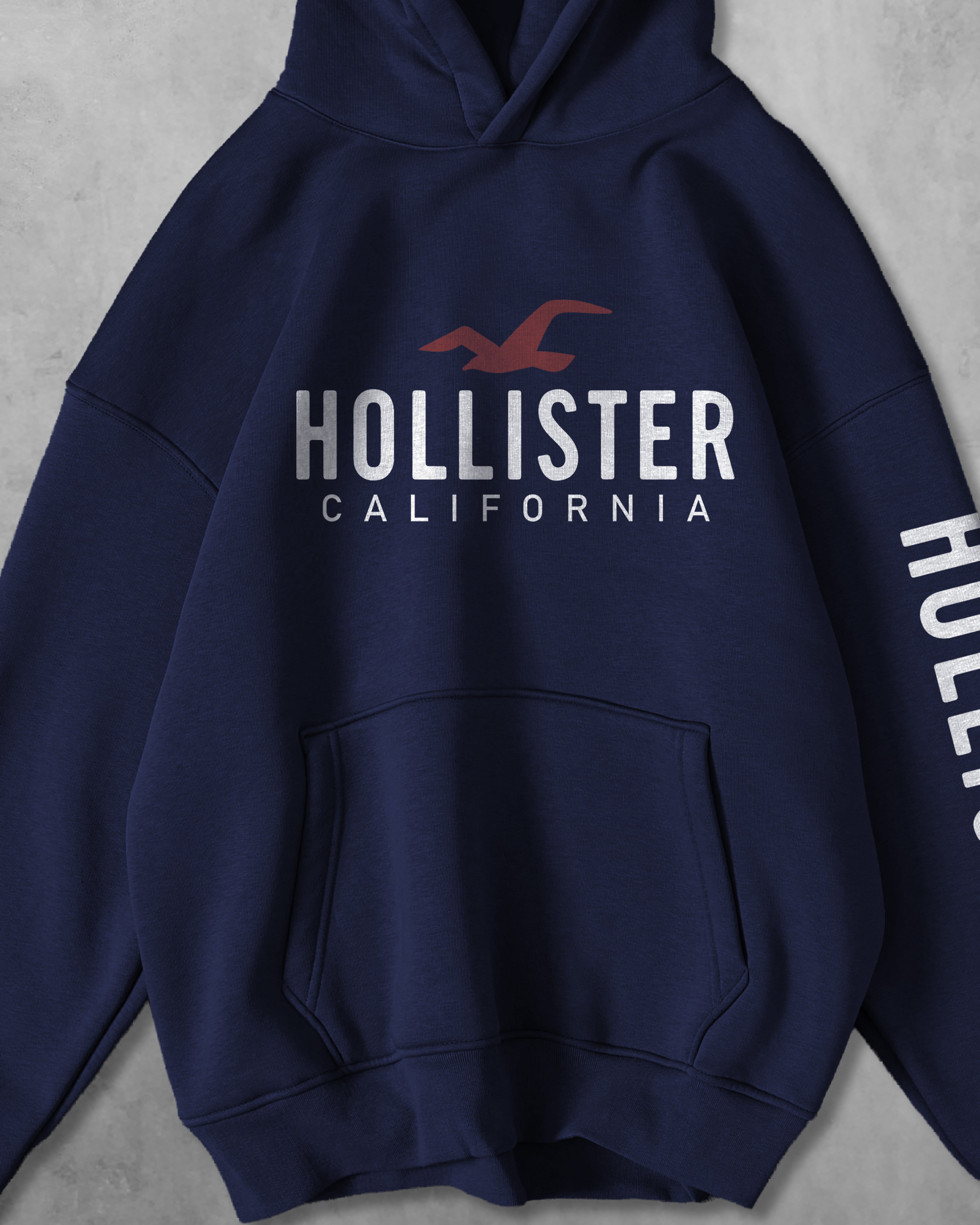 (HOLLESTER) OVERSIZE COTTON HOODIES (NAVY BLUE)