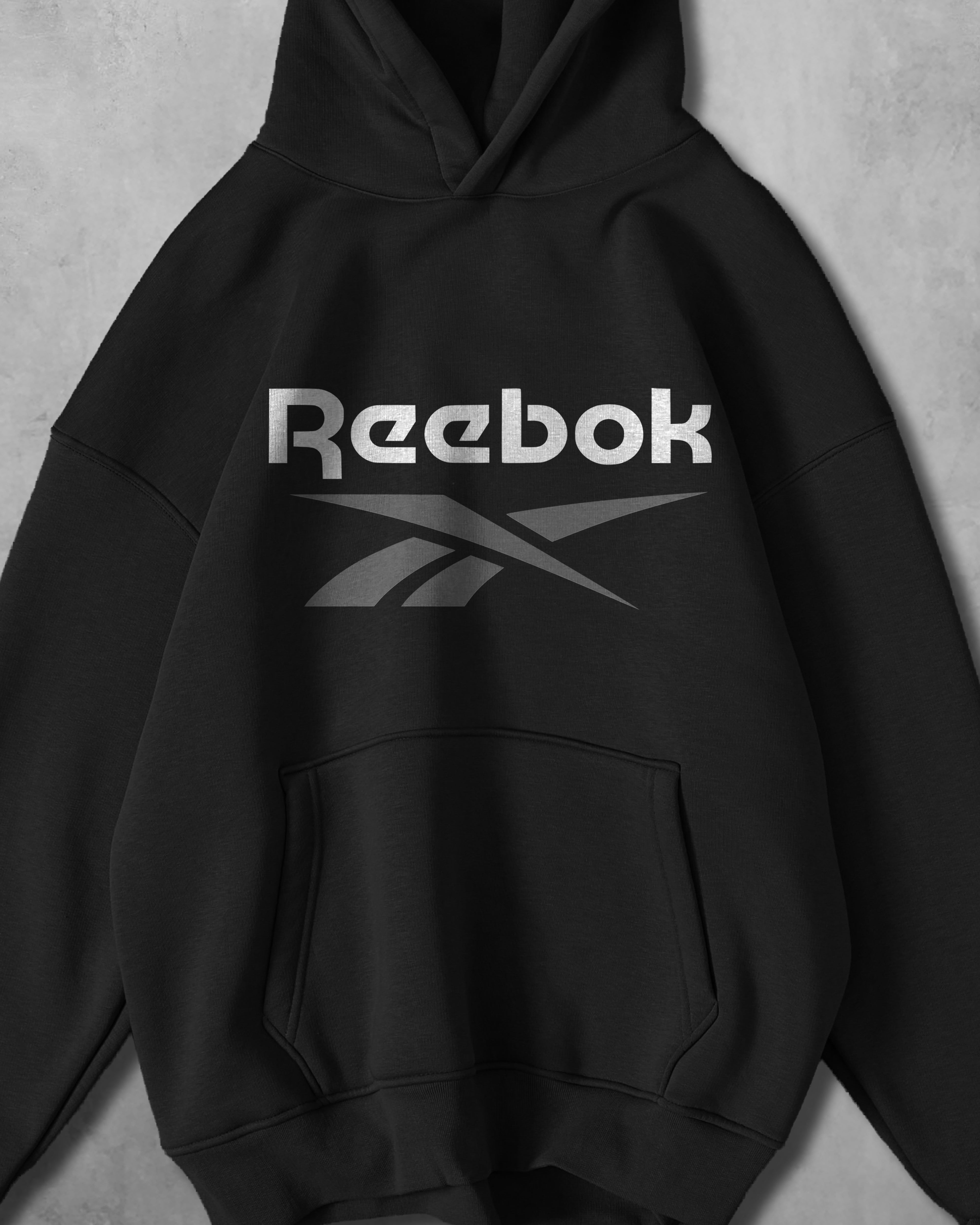 (REBOOK) OVERSIZE COTTON HOODIES (BLACK)