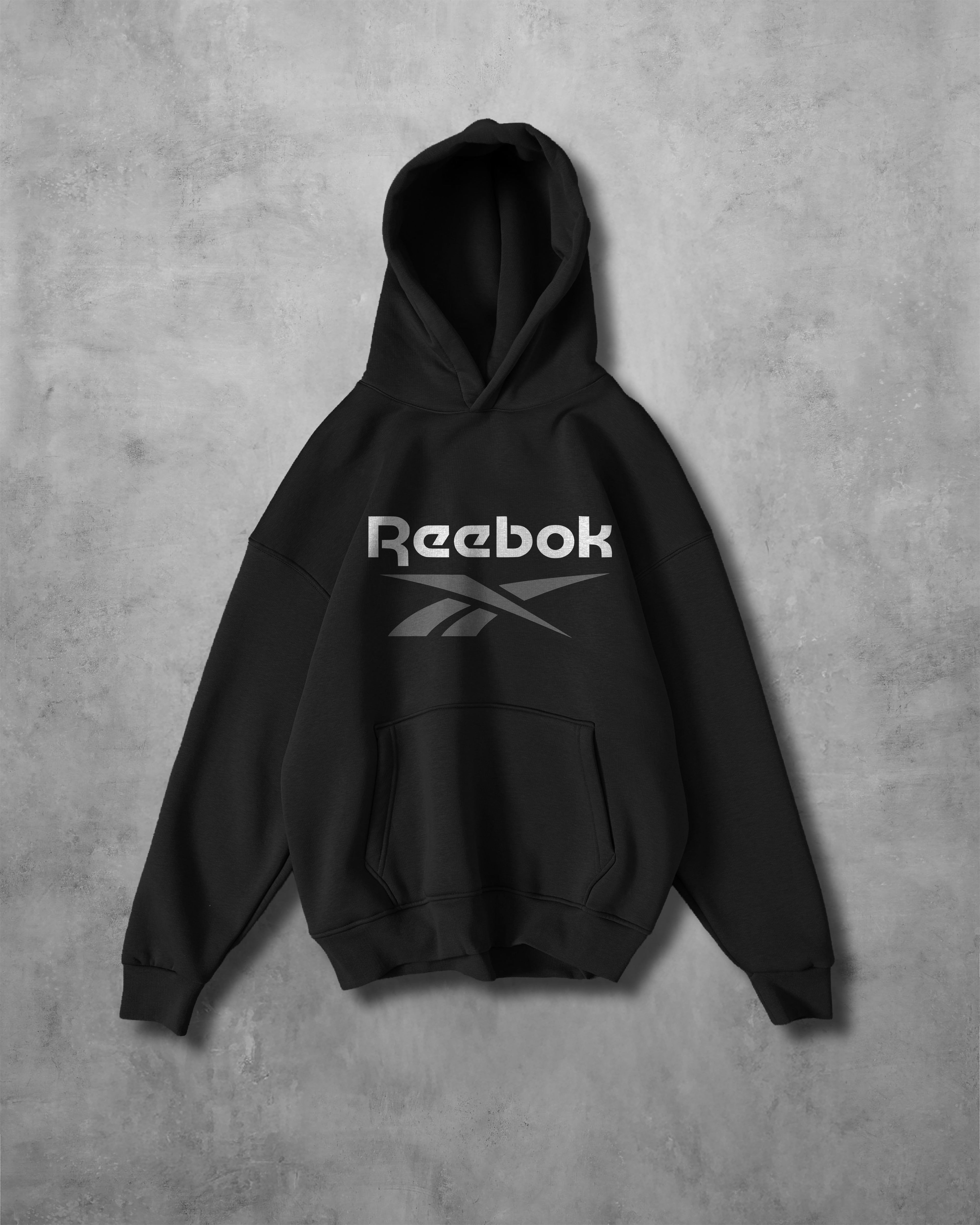(REBOOK) OVERSIZE COTTON HOODIES (BLACK)