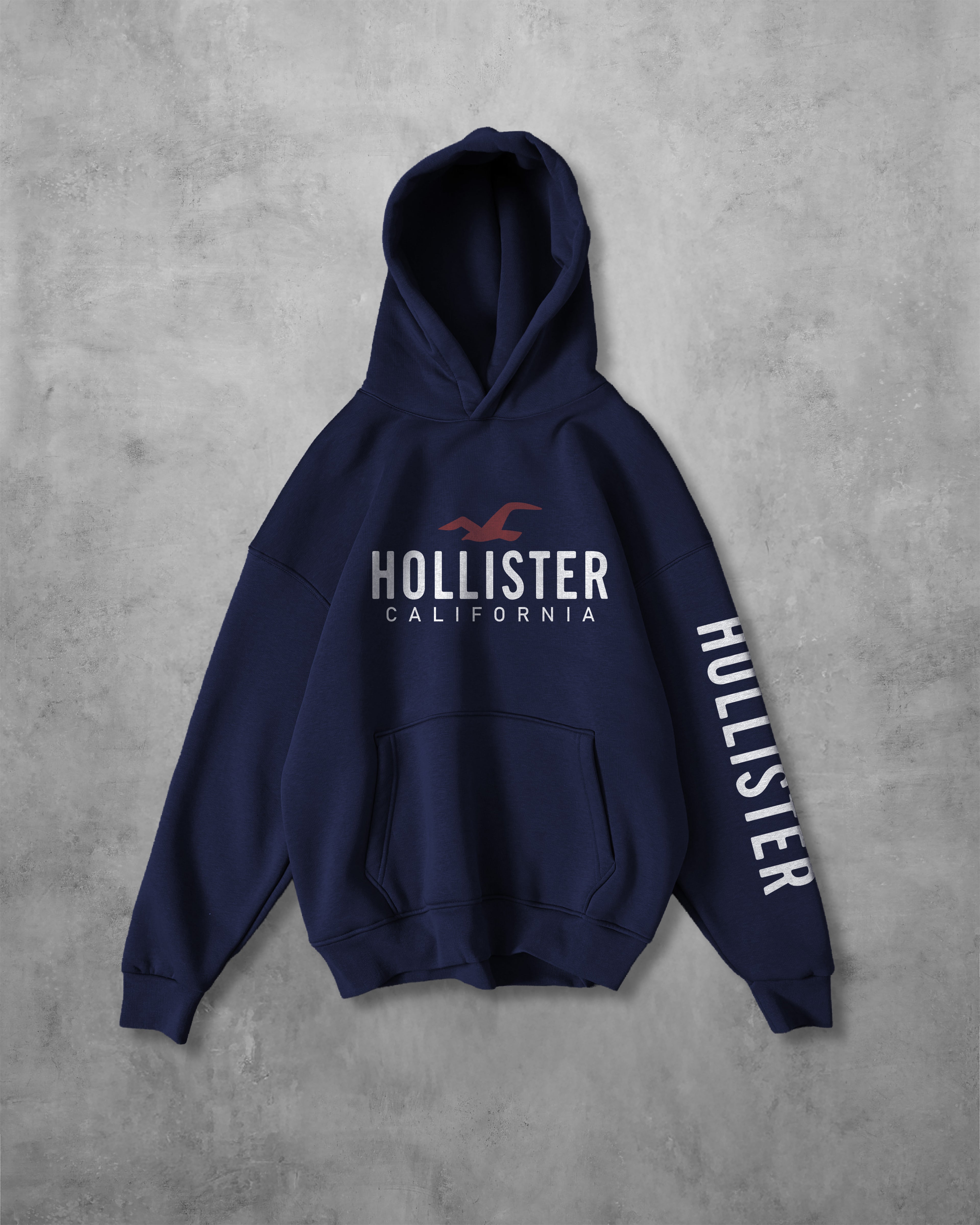 (HOLLESTER) OVERSIZE COTTON HOODIES (NAVY BLUE)