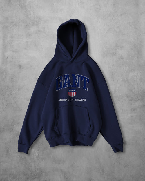 (GANT) OVERSIZE COTTON HOODIES (NAVY BLUE)