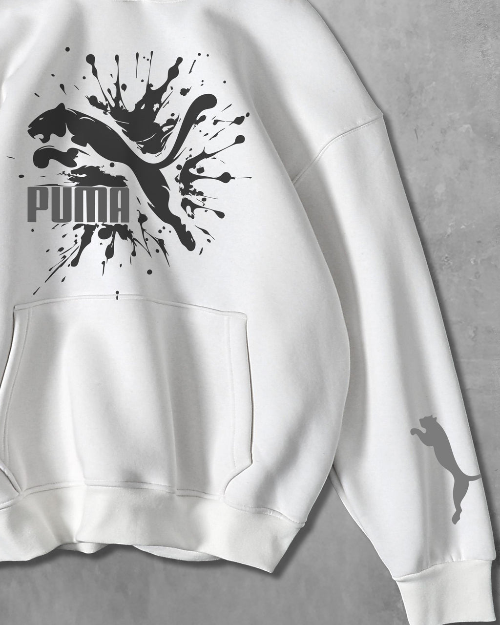 (PUMA) OVERSIZE COTTON HOODIES (WHITE)