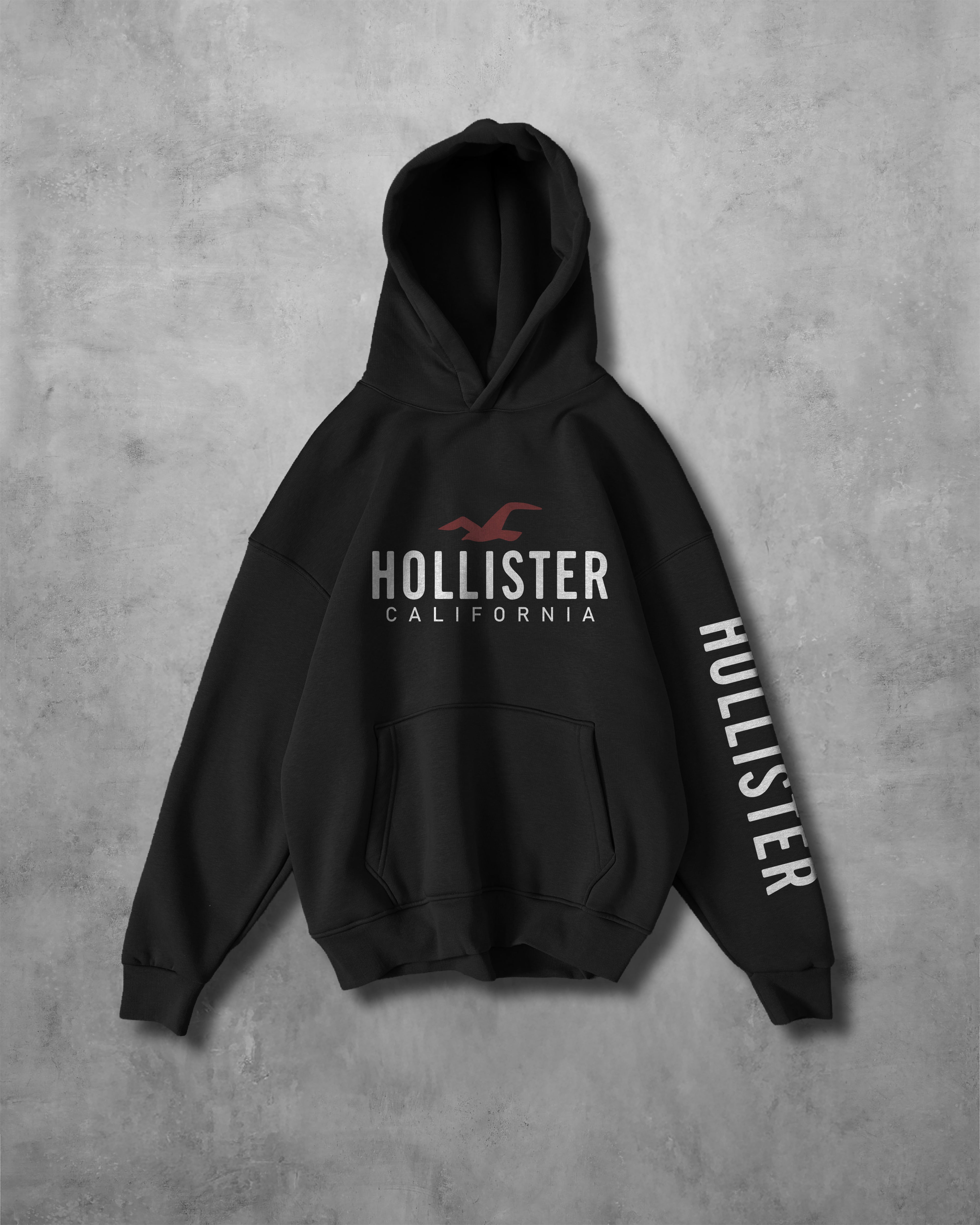 (HOLLESTER) OVERSIZE COTTON HOODIES (BLACK)