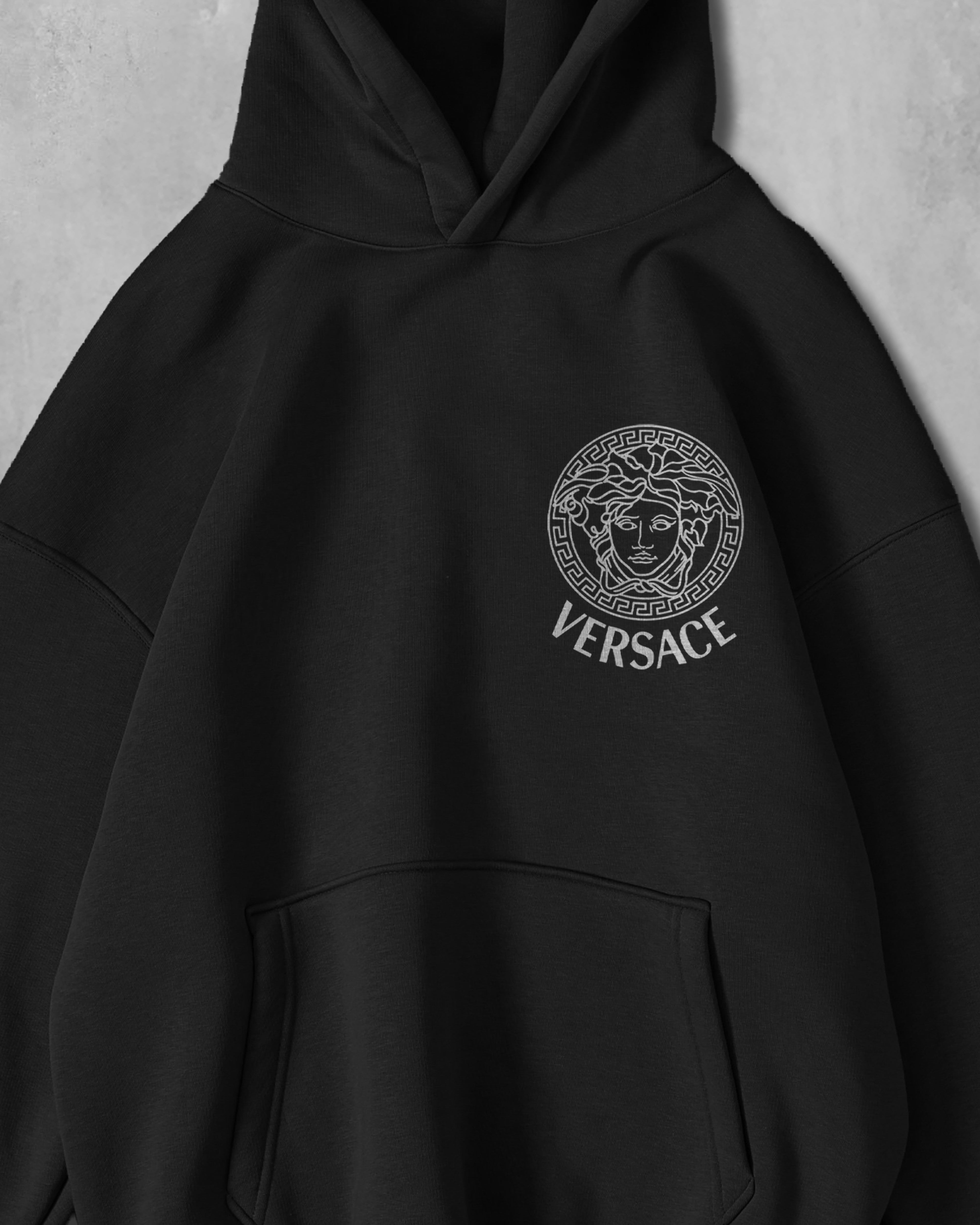 (VERSATSHY) OVERSIZE COTTON HOODIES (BLACK)