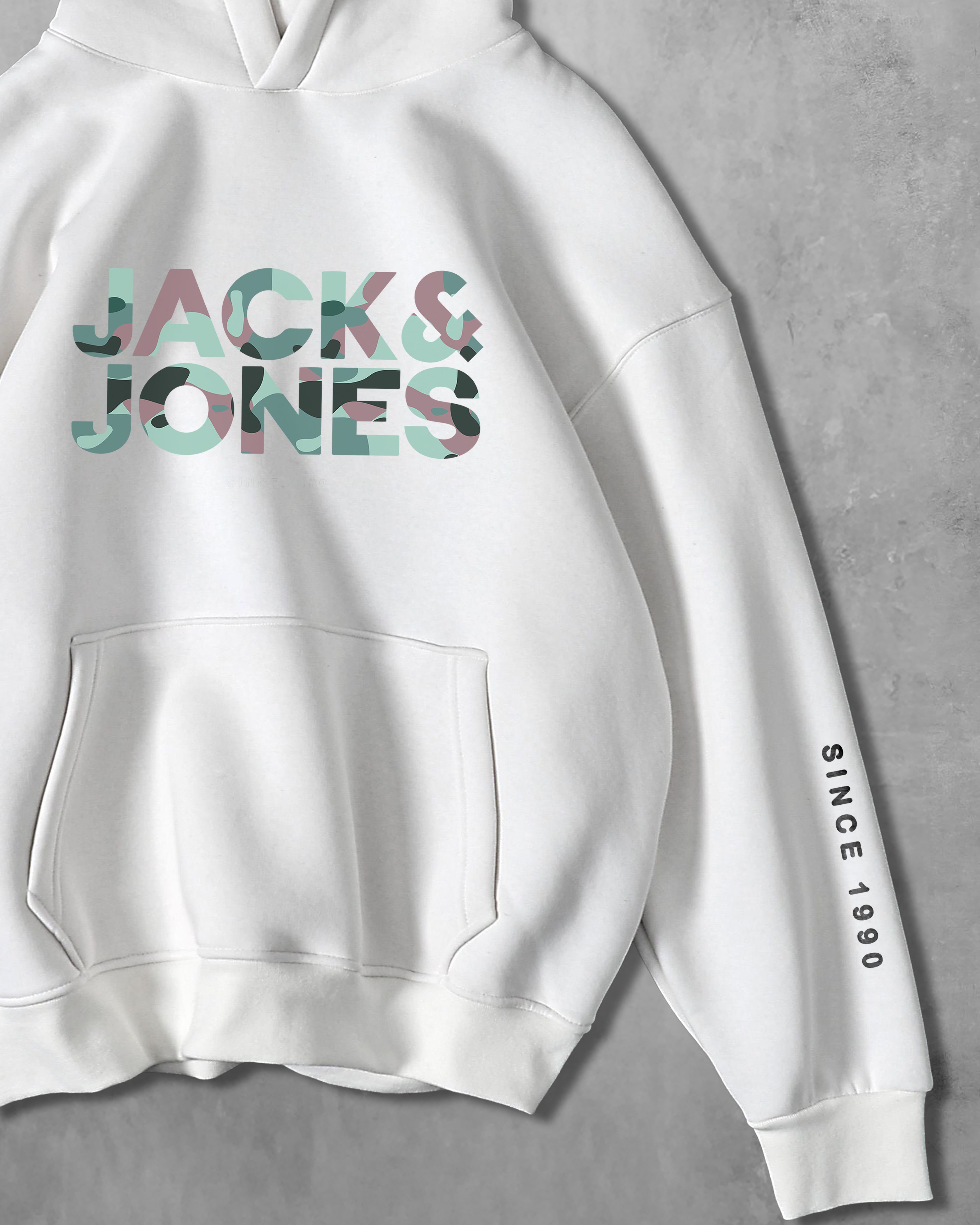 (JACK &JONES) OVERSIZE COTTON HOODIES (WHITE)