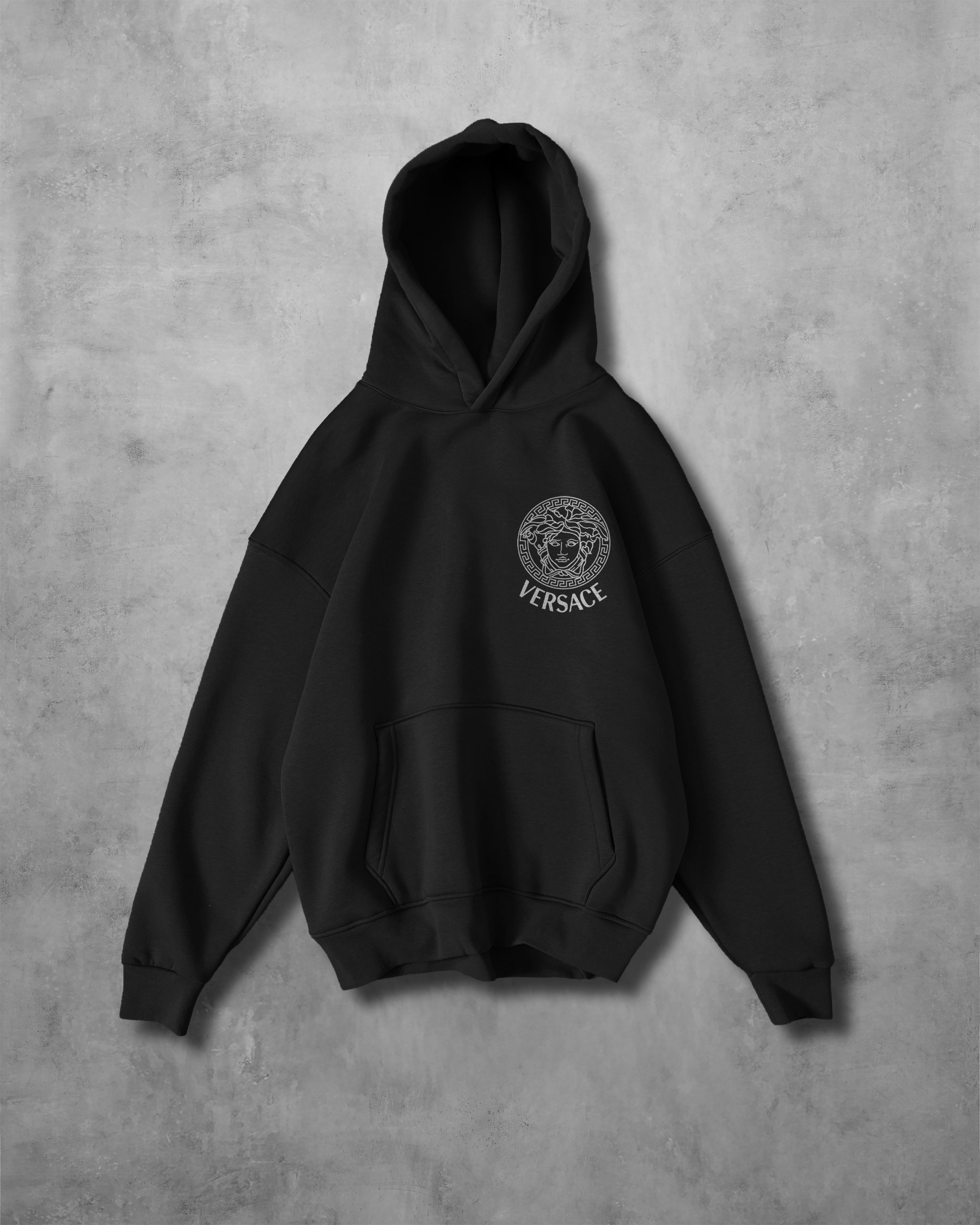 (VERSATSHY) OVERSIZE COTTON HOODIES (BLACK)