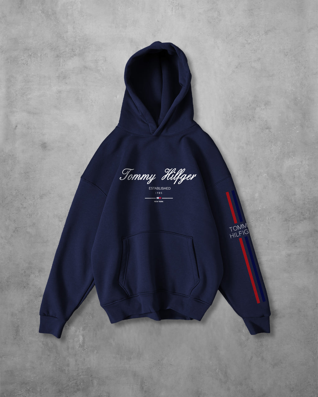 (TOMMY_HILFIGER) OVERSIZE COTTON HOODIES (NAVY BLUE)