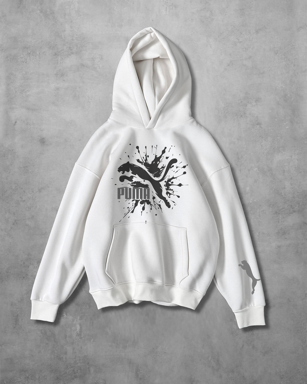 (PUMA) OVERSIZE COTTON HOODIES (WHITE)