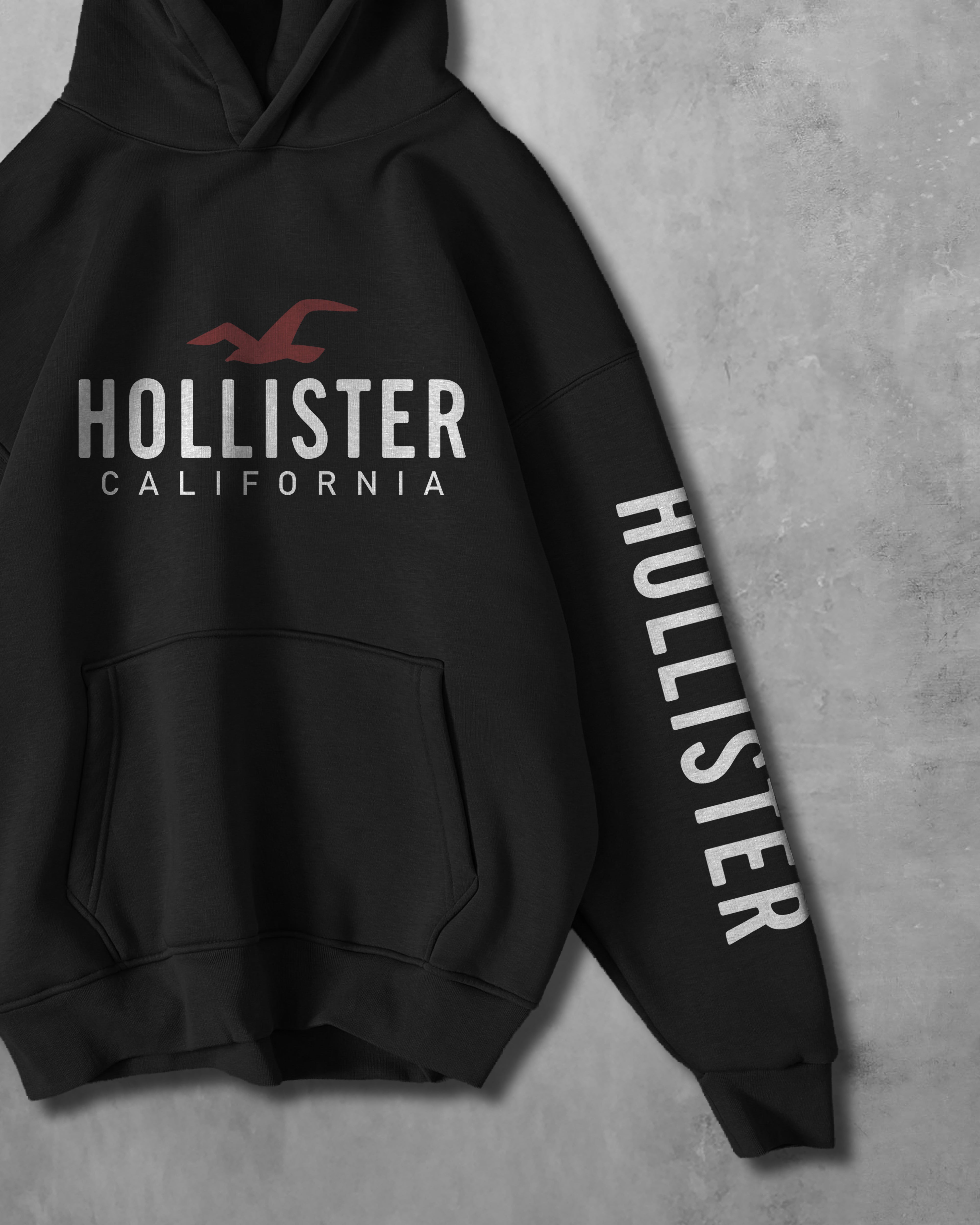 (HOLLESTER) OVERSIZE COTTON HOODIES (BLACK)