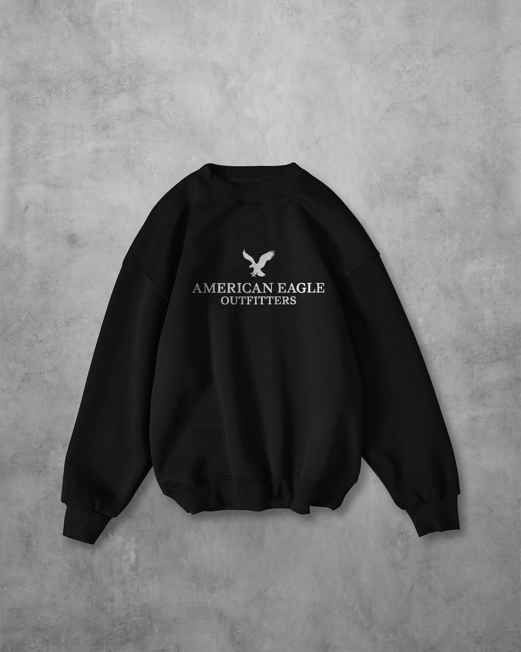 (AMERICAN EAGLE) OVERSIZE COTTON ROUND NECK (BLACK)