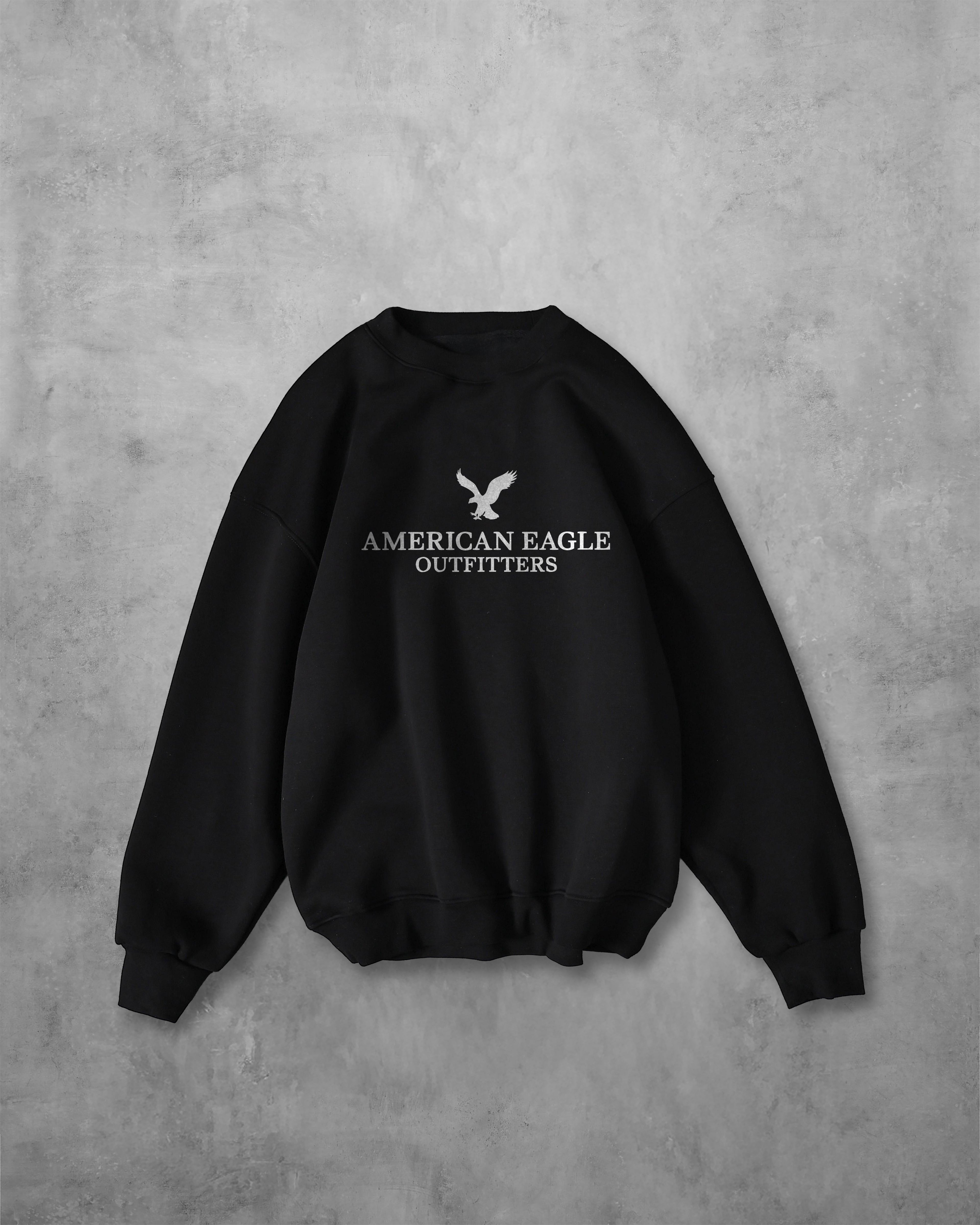 (AMERICAN EAGLE) OVERSIZE COTTON ROUND NECK (BLACK)