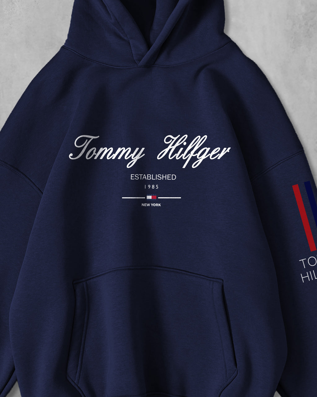 (TOMMY_HILFIGER) OVERSIZE COTTON HOODIES (NAVY BLUE)