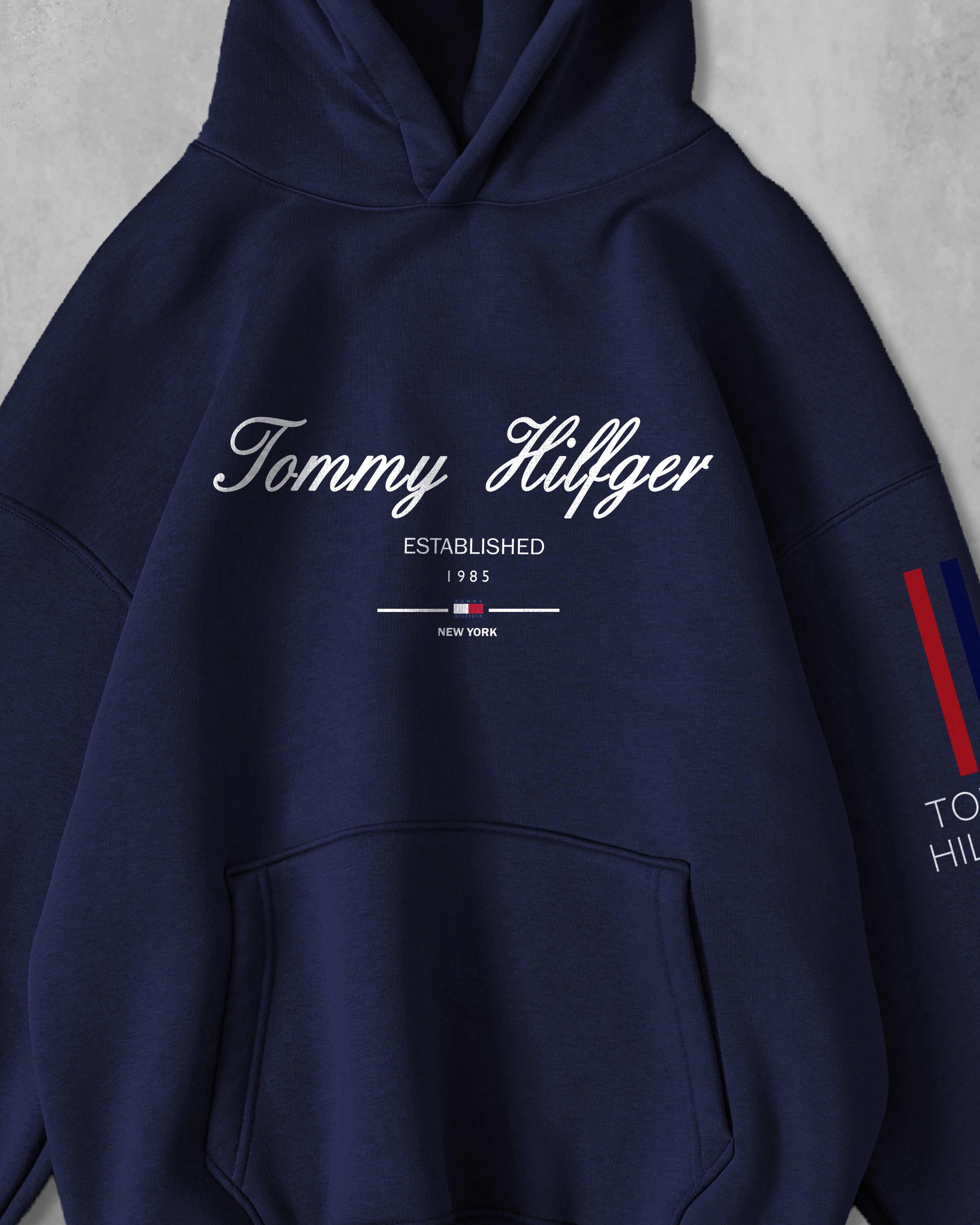 (TOMMY_HILFIGER) OVERSIZE COTTON HOODIES (NAVY BLUE)