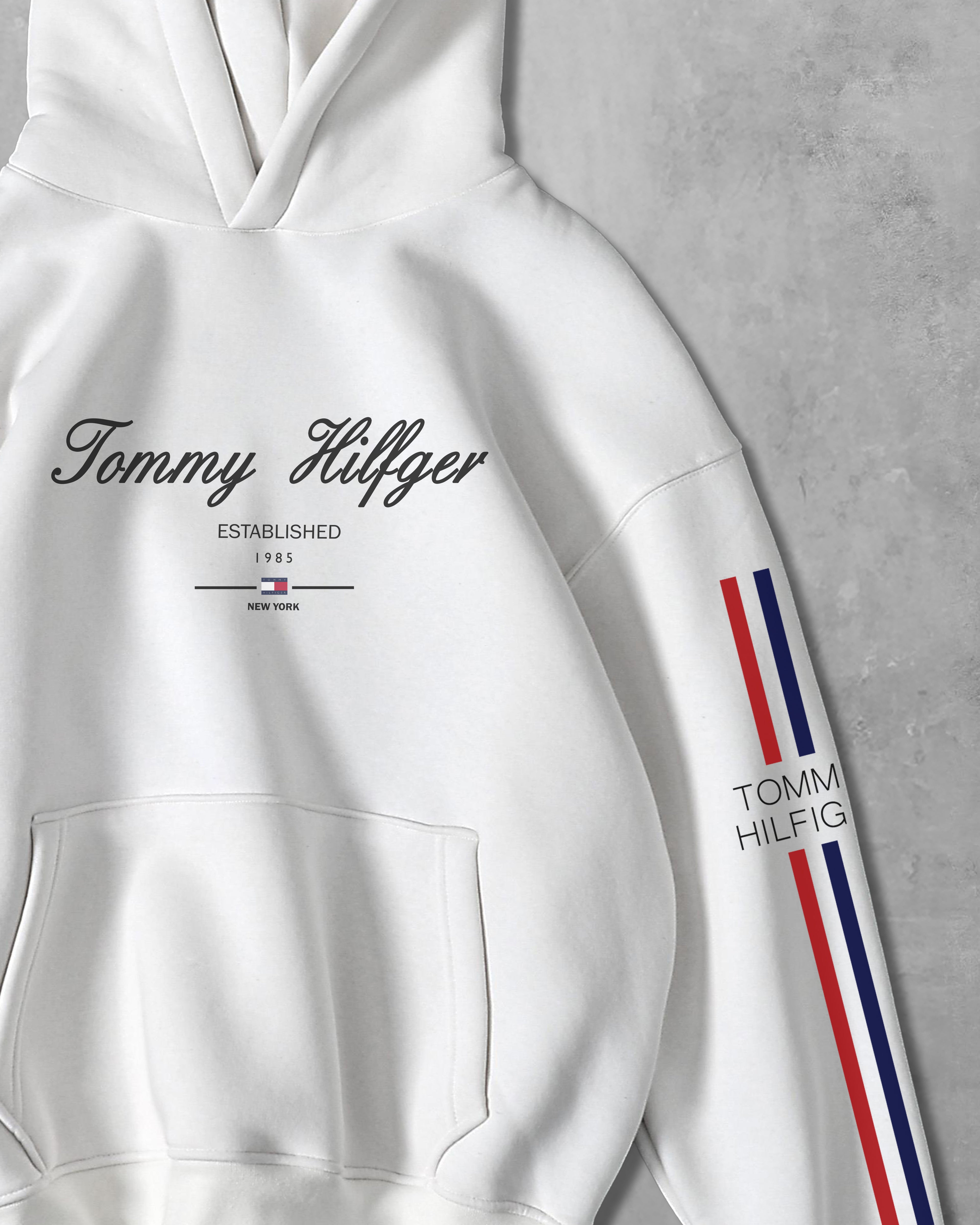 (TOMMY_HILFIGER) OVERSIZE COTTON HOODIES (WHITE)