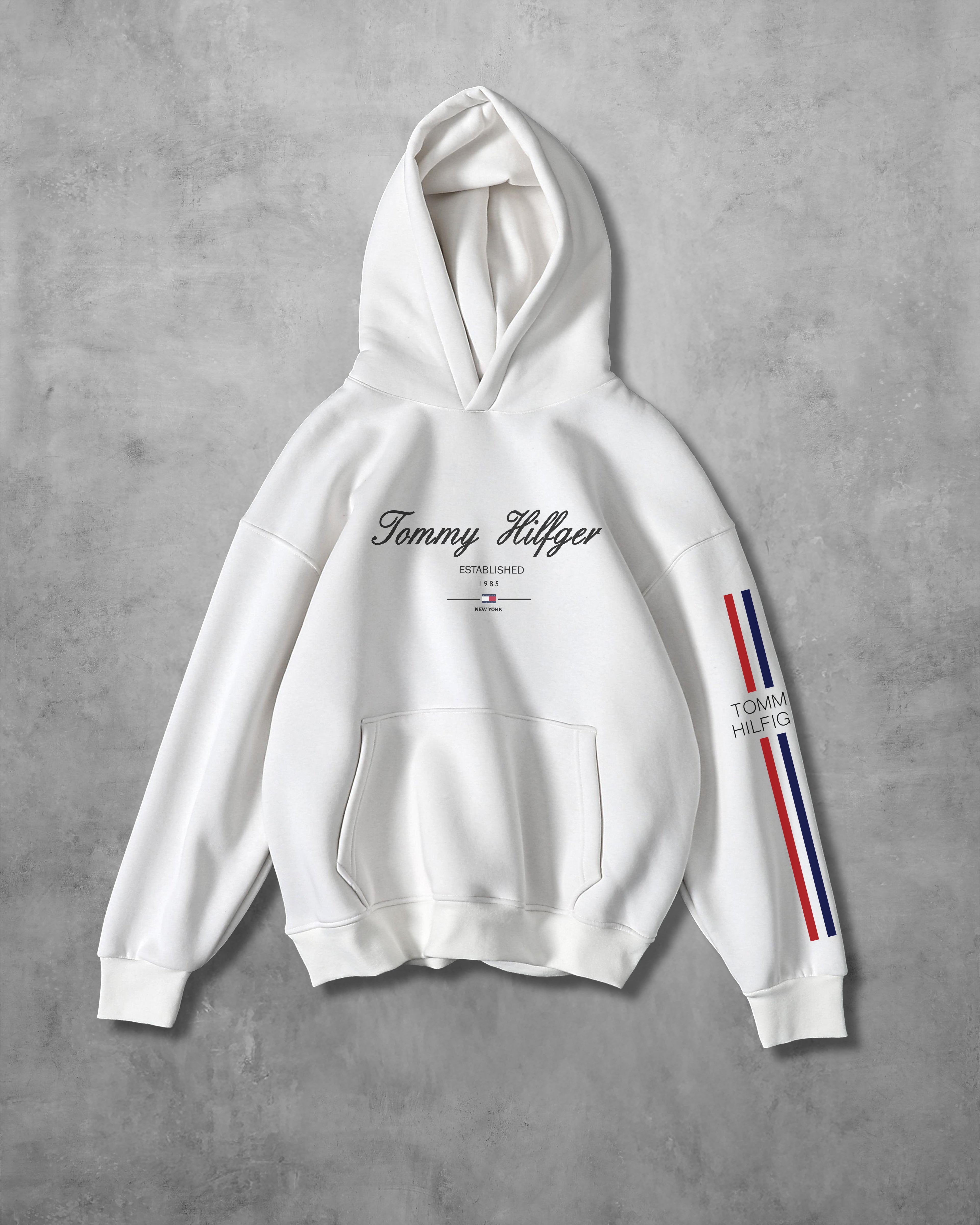 (TOMMY_HILFIGER) OVERSIZE COTTON HOODIES (WHITE)