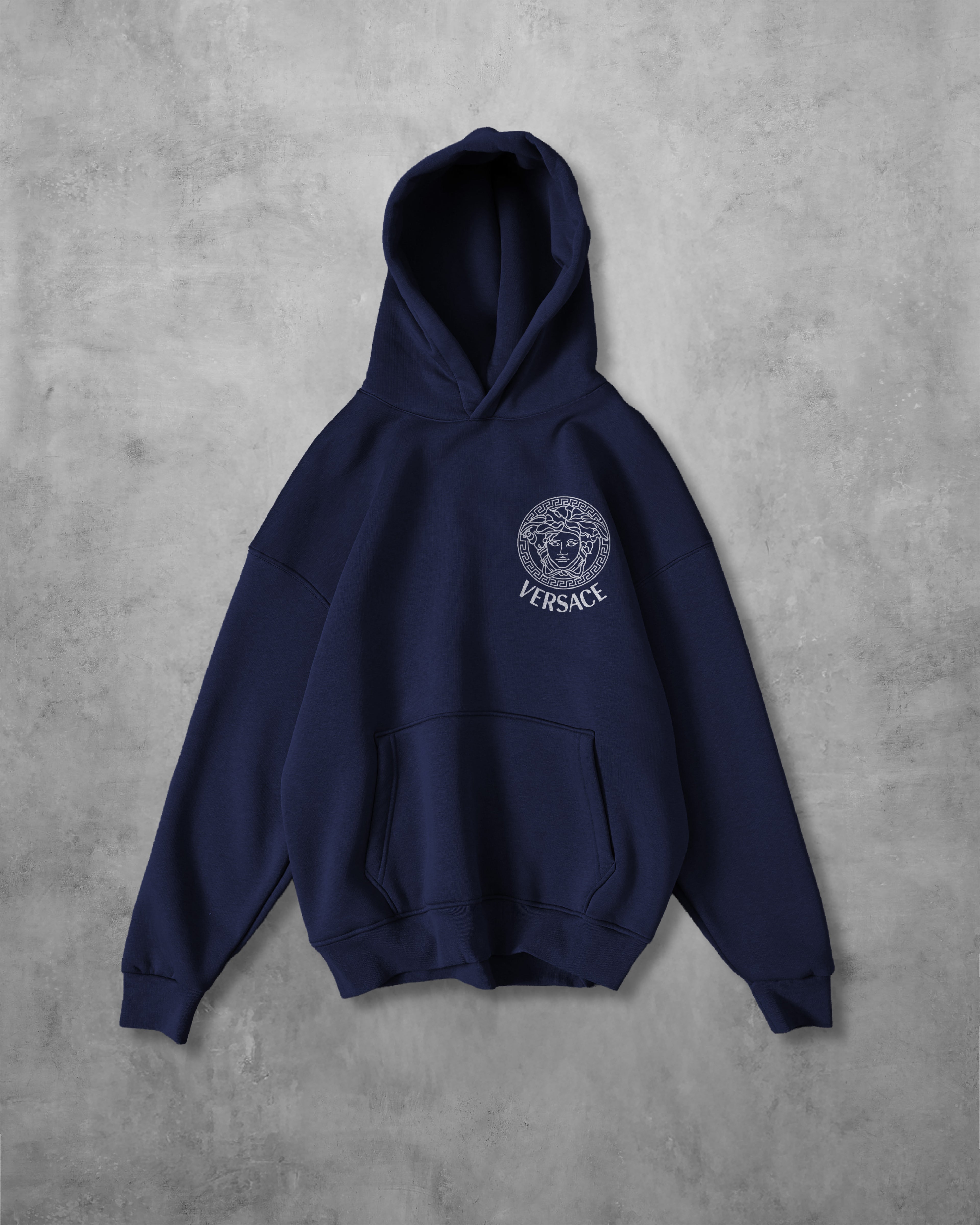 (VERSATSHY) OVERSIZE COTTON HOODIES (NAVY BLUE)