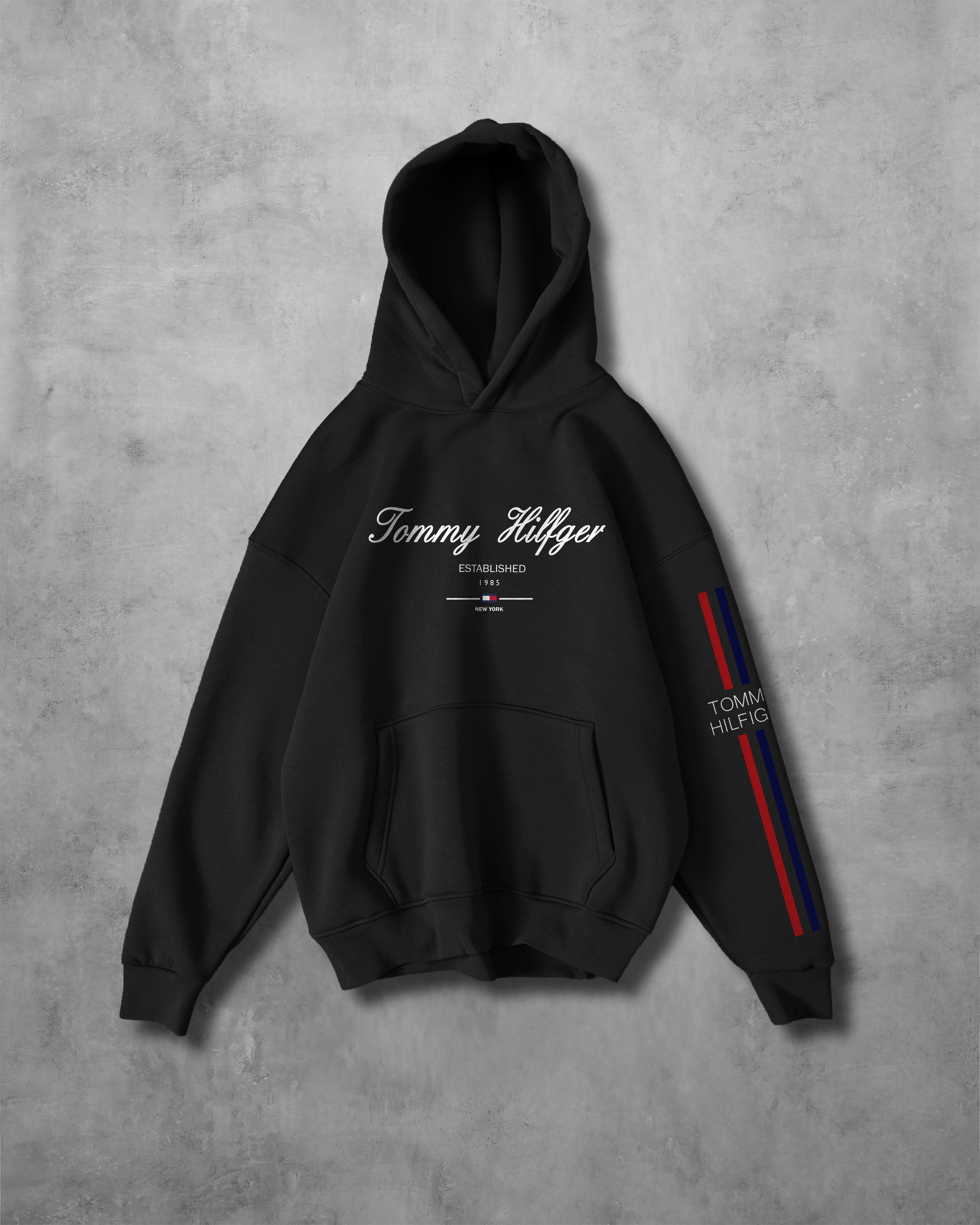 (TOMMY_HILFIGER) OVERSIZE COTTON HOODIES (BLACK)